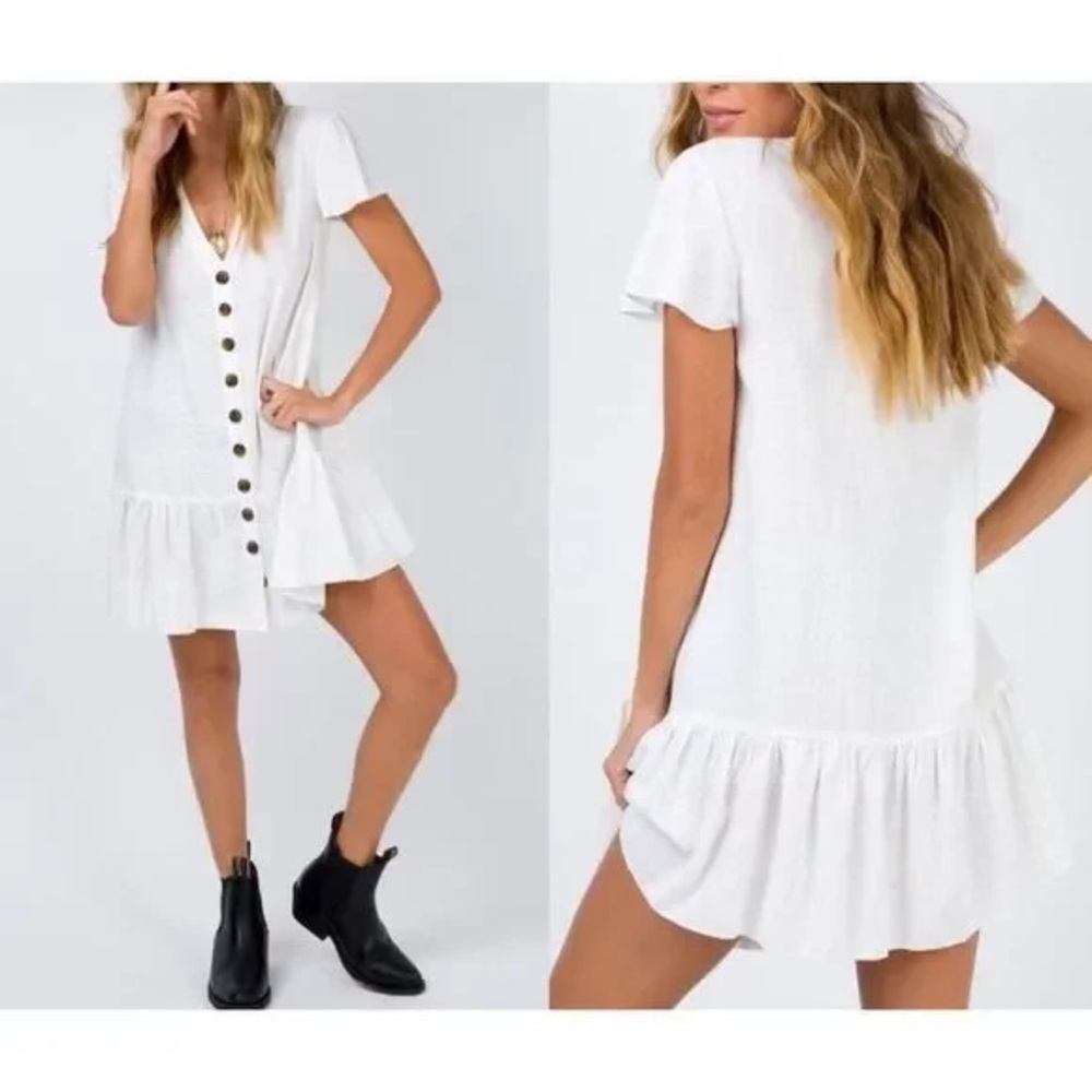 Princess polly te amo white button down shift dress